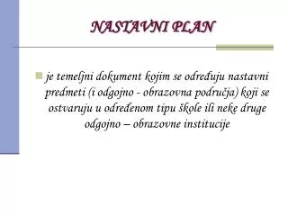 nastavni plan