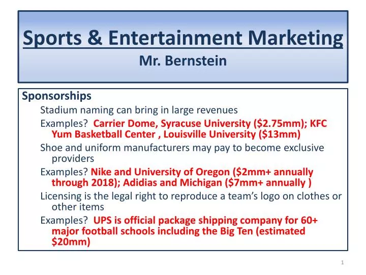 sports entertainment marketing mr bernstein