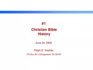 Christian Bible History