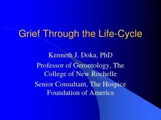 Grief Through the Life-Cycle