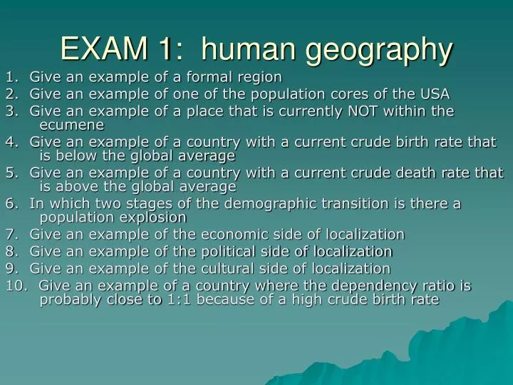 exam 1 human geography