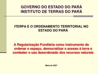 governo do estado do par instituto de terras do par