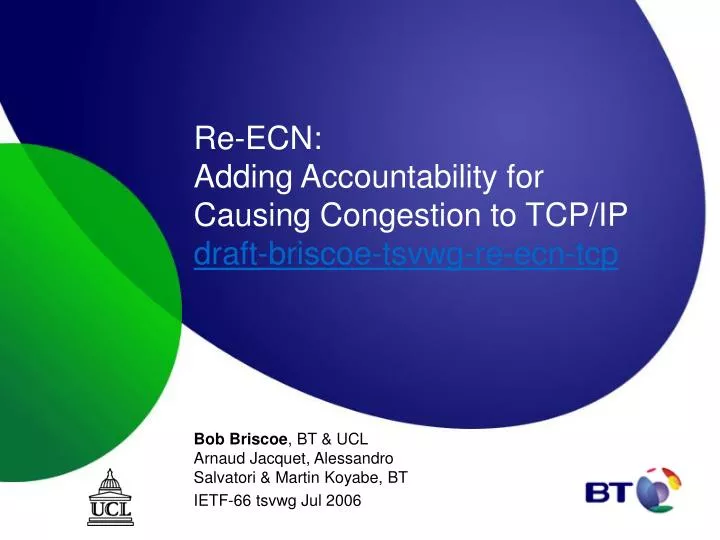 re ecn adding accountability for causing congestion to tcp ip draft briscoe tsvwg re ecn tcp