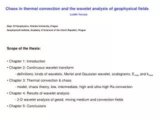 Chaos in thermal convection and the wavelet analysis of geophysical fields