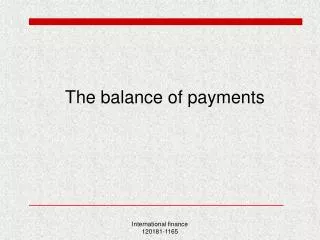 The balance of payments