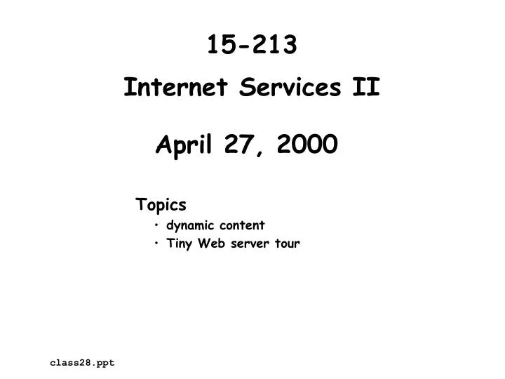 internet services ii april 27 2000