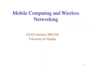 mobile computing and wireless networking