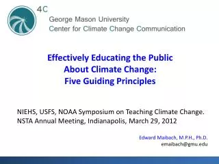 Effectively Educating the Public About Climate Change : Five Guiding Principles