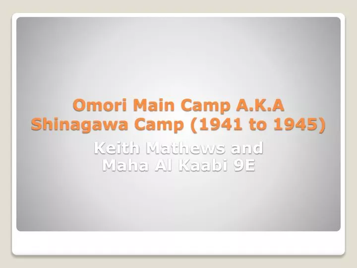 omori main camp a k a shinagawa camp 1941 to 1945