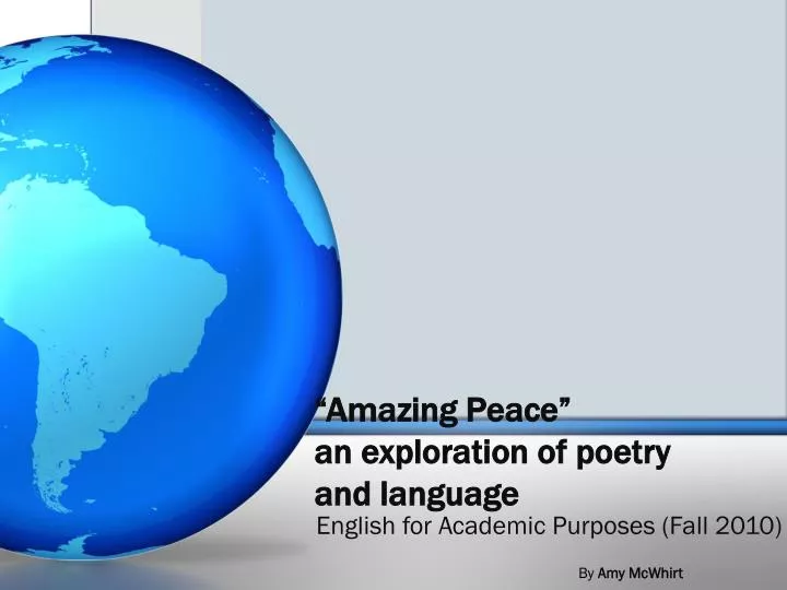 amazing peace an exploration of poetry and language