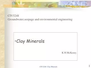 CIV3248 Groundwater,seepage and environmental engineering