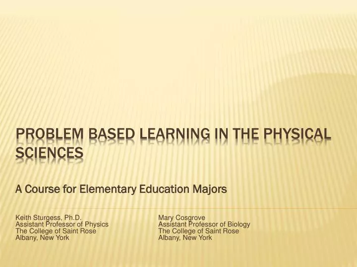 problem based learning in the physical sciences