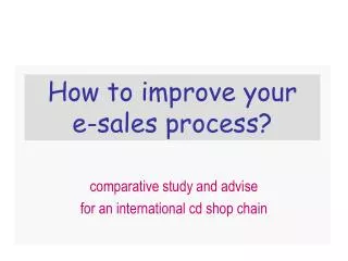 How to improve your e-sales process?