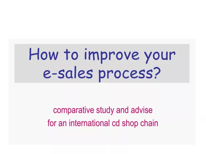how to improve your e sales process