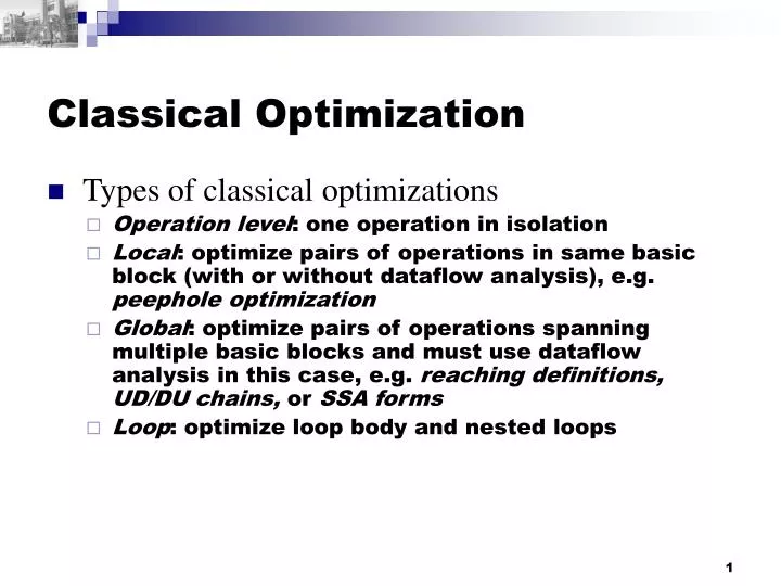 classical optimization