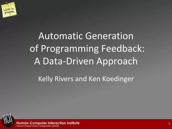 automatic generation of programming feedback a data driven approach