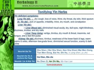 Tonifying Yin Herbs