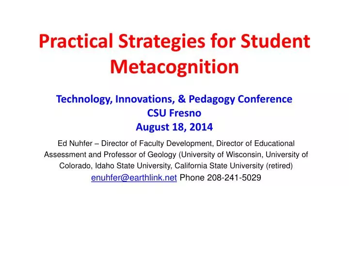 practical strategies for student metacognition