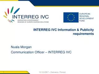 INTERREG IVC Information &amp; Publicity requirements