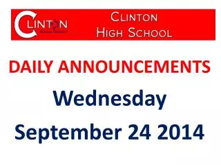 DAILY ANNOUNCEMENTS Wednesday September 24 2014
