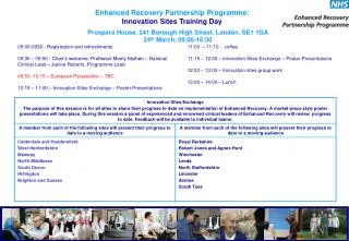Enhanced Recovery Partnership Programme: Innovation Sites Training Day
