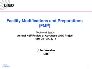 Facility Modifications and Preparations (FMP)