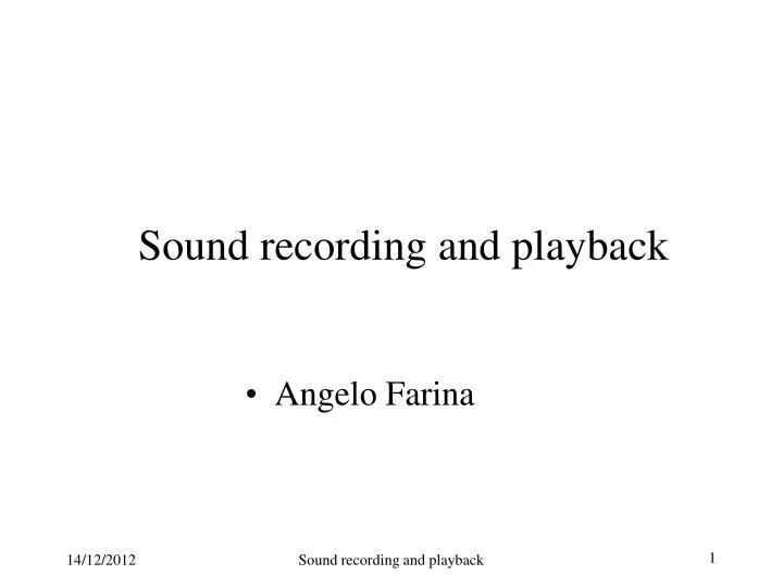 sound recording and playback