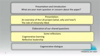 Some reflections C ogenerative learning R eflective leadership