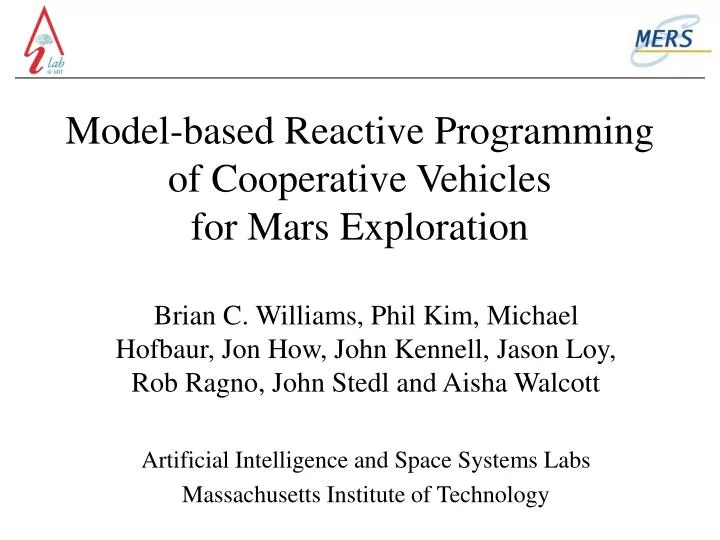 model based reactive programming of cooperative vehicles for mars exploration