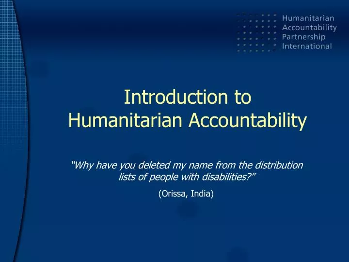 introduction to humanitarian accountability