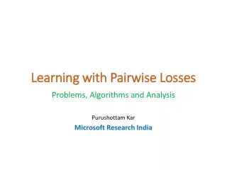 Learning with Pairwise Losses