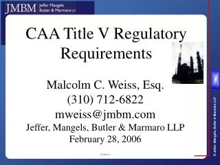 CAA Title V Regulatory Requirements