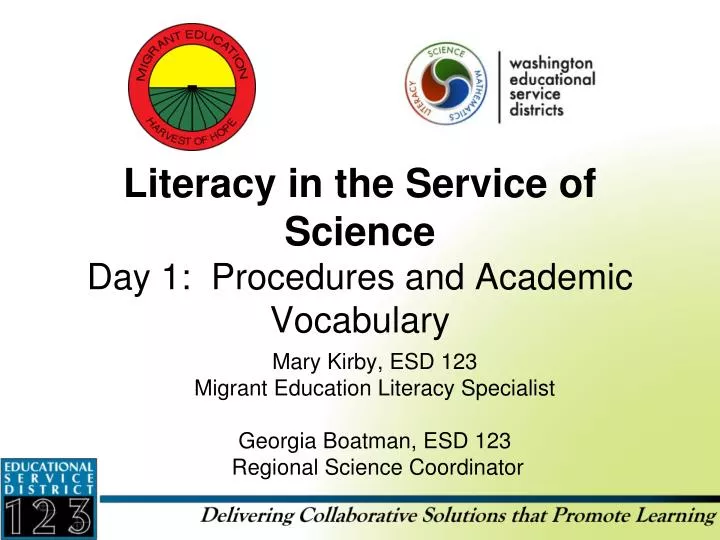 literacy in the service of science day 1 procedures and academic vocabulary