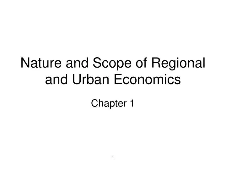 nature and scope of regional and urban economics