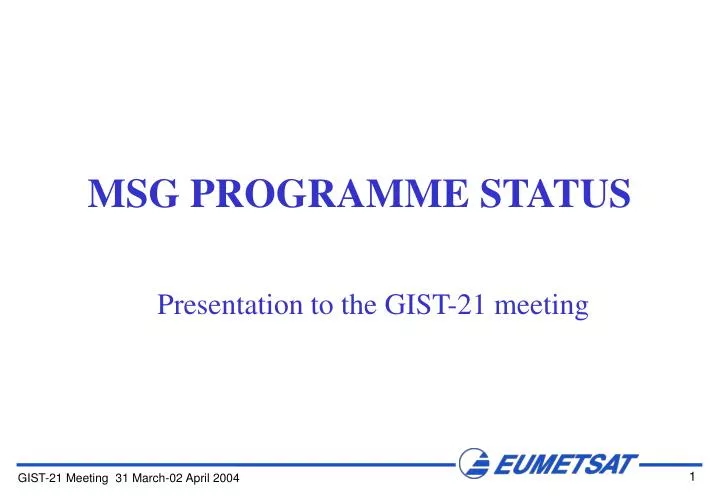 msg programme status