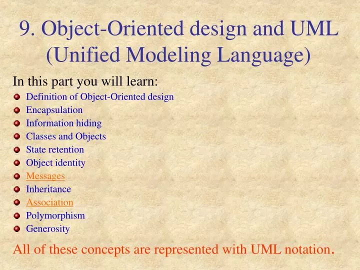 9 object oriented design and uml unified modeling language