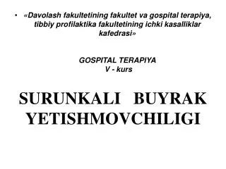 surunkali buyrak yetishmovchiligi
