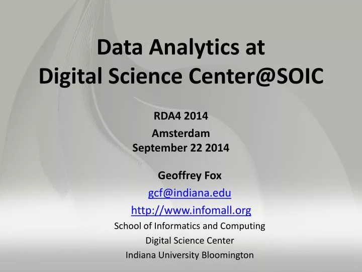 data analytics at digital science center@soic