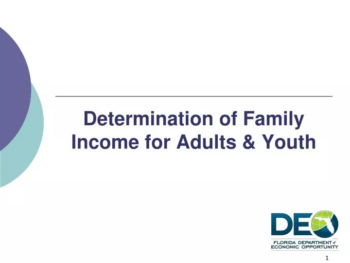 determination of family income for adults youth