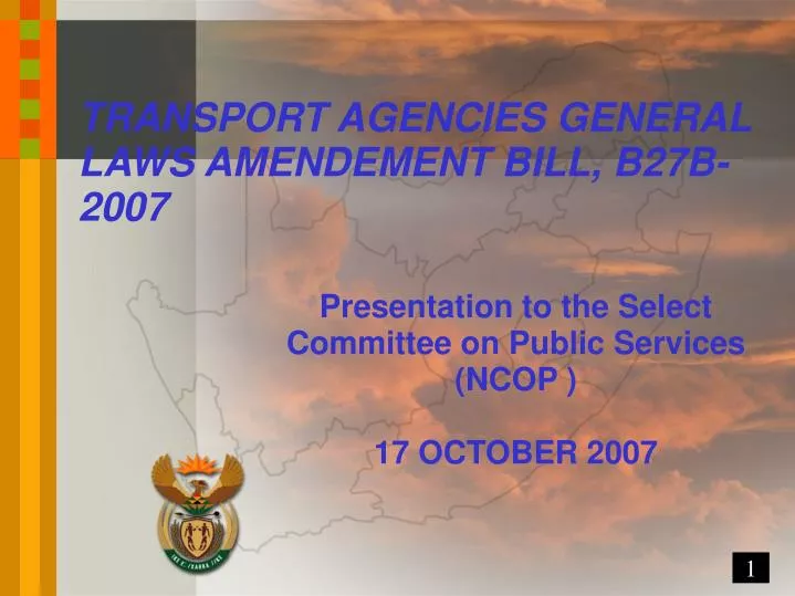 presentation to the select committee on public services ncop 17 october 2007