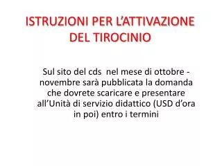 istruzioni per l attivazione del tirocinio