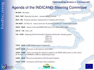Agenda of the INDICANG Steering Committee