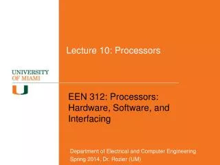 Lecture 10: Processors