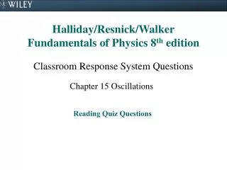 Halliday/Resnick/Walker Fundamentals of Physics 8 th edition