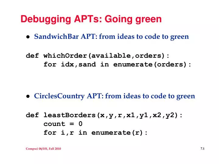 debugging apts going green