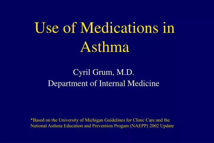 use of medications in asthma