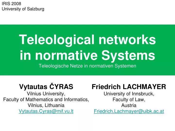 teleological networks in normative systems teleologische netze in normativen systemen