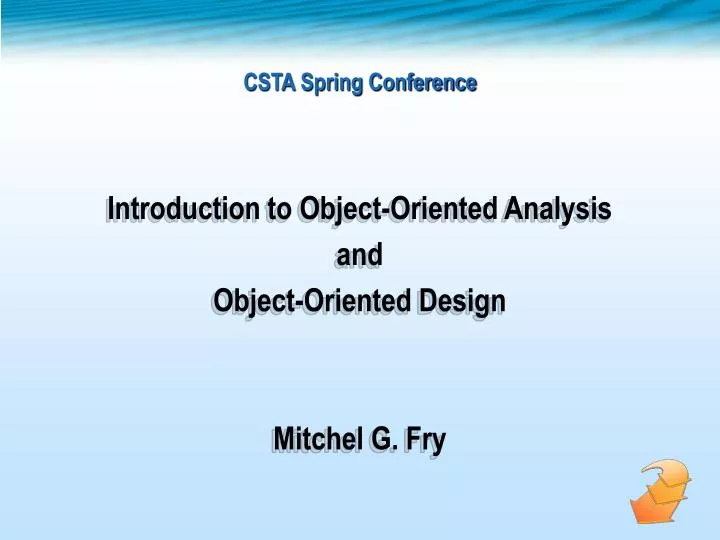 introduction to object oriented analysis and object oriented design mitchel g fry