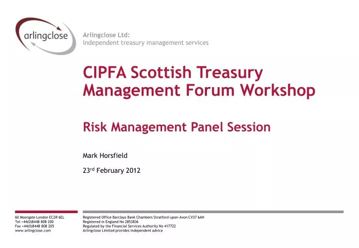 cipfa scottish treasury management forum workshop risk management panel session
