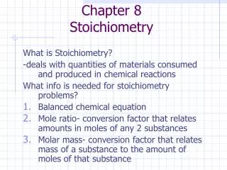 Chapter 8 Stoichiometry